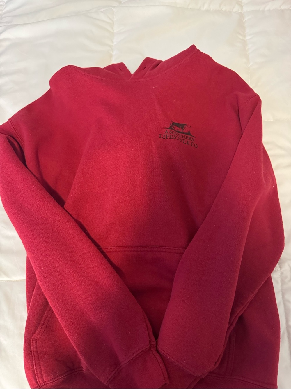 Gildan Red Pullover Hoodie with Subtle Logo